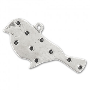 Dije pájaro 15 mm plateado envejecido x1