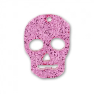 Colgante calavera 23 mm Rosa lentejuelas x1