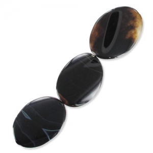 Cuenta Black Agate oliva plana retorcida 35x25 mm x1