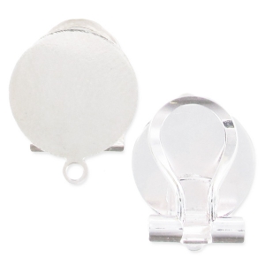 Pendientes clips disco plano 12 mm plateado x2