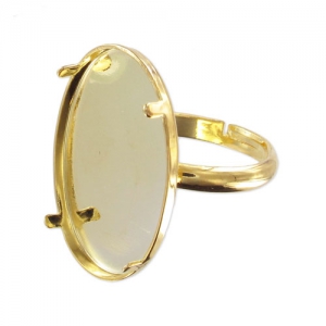 Anillo Engaste fondo plano 25x18 mm dorado con oro fino x1