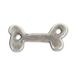 Entrepieza hueso 2 agujeros 20 mm Chapado Plateado envejecido x1