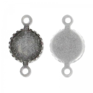 Engaste separador para cabuchón fondo plano 6 mm plateado antiguo x10