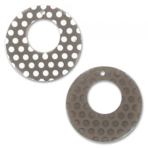 Colgante 34 mm Light Grey lunares Blanco x1