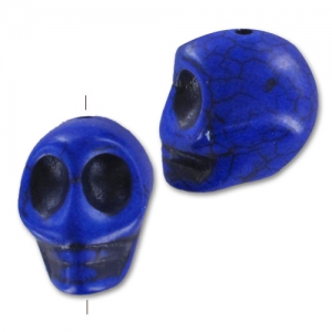 Cuenta Calavera de Howlite tintado 18 mm Azul oscuro x1