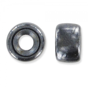 Cuentas con agujero grande - Pony Beads 6 mm - Preciosa - Jet Hematite x15