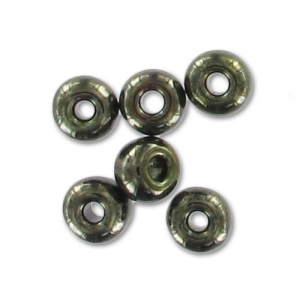 Cuentas de Rocalla Preciosa 6/0, 4 mm - Negro brillante y verde, 20 g