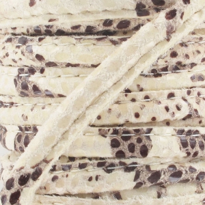 Cordón de cuero con puntadas vistas 4 mm Imitación  Serpiente Márfil x