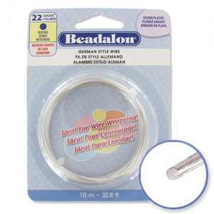 Hilo de cobre redondo de 0,64 mm - German Style Wire - Plateado x 10 m