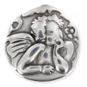 Cuenta pasante para regaliz ángel 24 mm Chapado Plateado envejecido x1