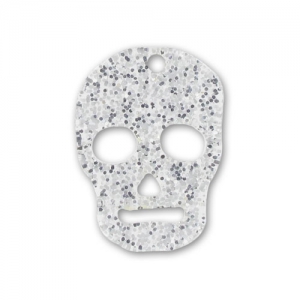 Colgante calavera 23 mm plateado lentejuelas x1
