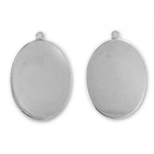 Engaste colgante ovalado fondo plano 18x13 mm rodiado x1