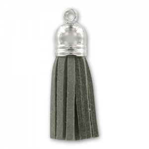 Pompón Ultra Suede 36 mm rodiado Gris x1