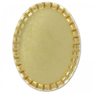 Medallón para cabuchón 28x18 mm dorado con oro fino x1