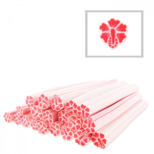 Caña arcilla polimerica 5x50 mm Flor Hibisco Roja