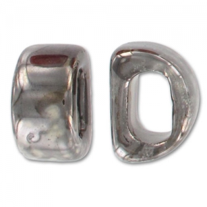 Pasante de cerámica 18x10 mm Cream Silver Irisado x1