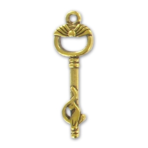 Colgante llave 36 mm dorado antiguo x1