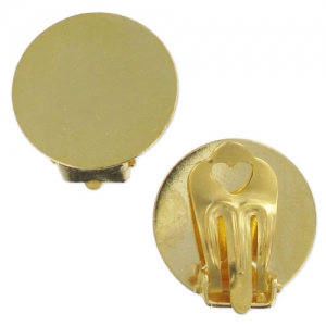 Pendientes clips disco plano 18 mm dorado con oro finox2