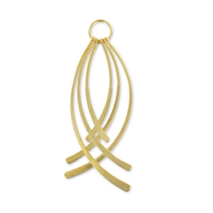Colgante con dijes curvados de 78 mm - Dorado en oro fino satinado x1