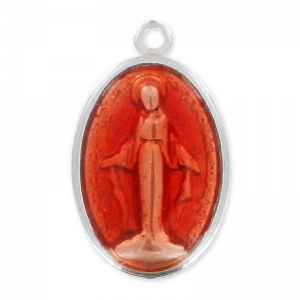 Medalla Virgen esmaltada 25 mm Naranja x1