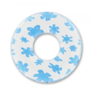 Donuts Millefiori 22 mm Crystal flores Aquamarine x1