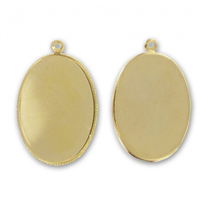 Engaste para colgante cabujón base plana 40x30 mm - Dorado con oro fino x1