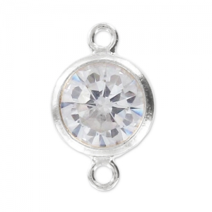 Separador 2 anillos - óxido de zirconio - 11x6 mm Crystal/Argent 925 x1