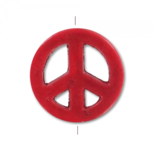 Cuenta Peace de Howlite tintado 15 mm Rojo Coral x1