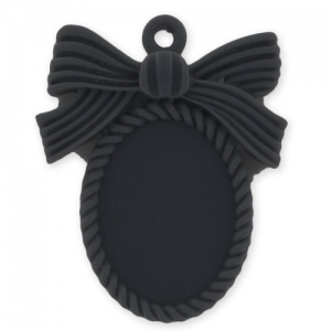 Medallón nudo para cabuchón 25x18 Negro x1