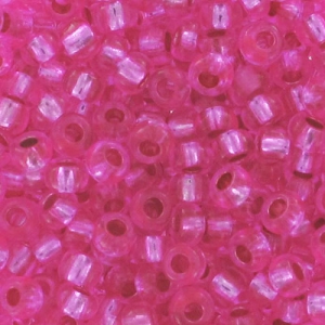Cuentas de Rocalla Preciosa 9/0, 2,5 mm - Rosa con ribete plateado, 20 g
