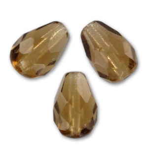 Cuentas en forma de pera facetadas de 10 x 7 mm - Topacio ahumado x20
