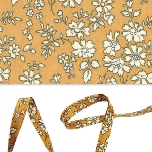 Cinta al bies de tela Liberty - Capel - Mostaza x1 m