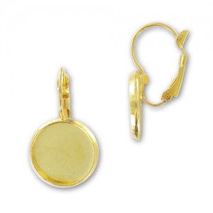 Ganchos cerrados soporte cabuchón 14 mm dorado x4