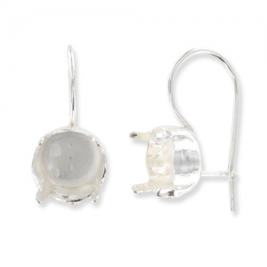 Ganchos engaste cabujón 1028 8 mm de Plata x2