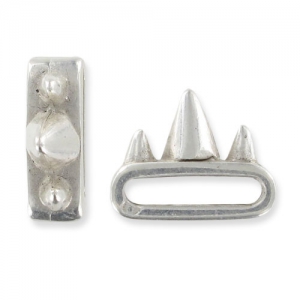 Cuenta pasante spike 6x17 mm plateado envejecido x1