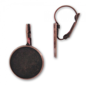 Ganchos cerrados soporte cabuchón 18 mm cobre antiguo x2