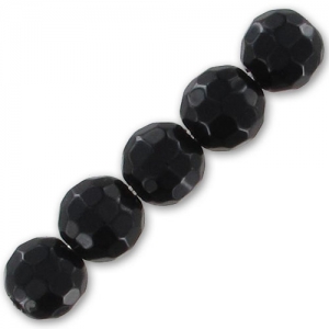 Cuentas Redonda facetada 6 mm Black Onyx x15