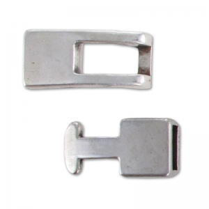 Cierre gancho para cordón plano 5 mm Chapado Plateado envejecido x1