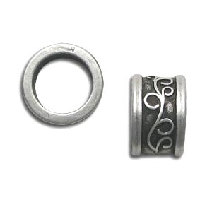 Cuenta pasante para Cordón 11 mm Chapado Plateado envejecido x1