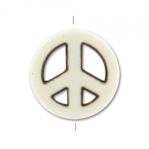 Cuenta Peace de Howlite tintado 15 mm imitación hueso x1