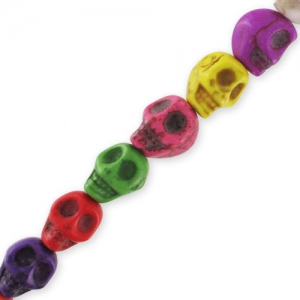 Cuenta Surtido calaveras de piedra tintada 10 mm Multicolor x38cm