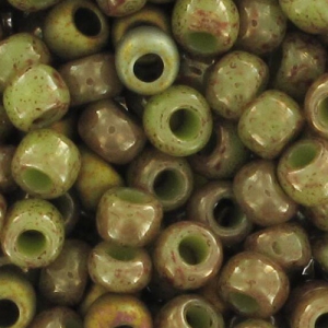 Rocalla Toho 11/0 TO11R1209 - Marbled Opaque Avocado/Pink x8g