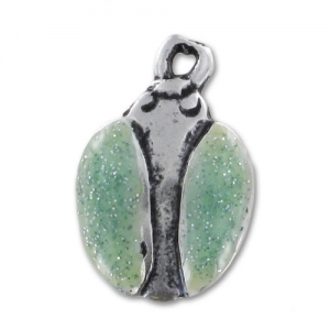 Dije mariquita esmaltado verde turquesa de lentejuelas 16 mm x1