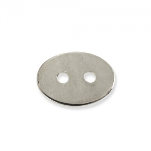 Botón ovalado liso 15x11 mm rodiado x1