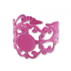 Anillo barroco ligero disco plano 8 mm Fucsia x1