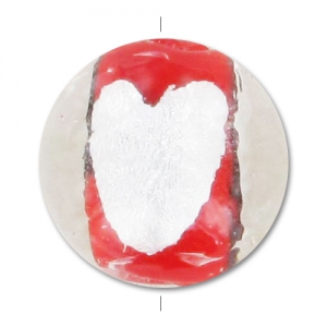 Redondas 14 mm adorno corazón Rojo x5