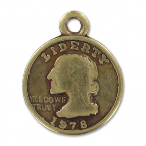 Dijes moneda quarterdollar 15 mm bronce x5