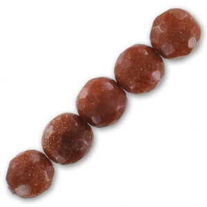 Cuentas Redondas facetadas 6 mm Gold Stone x15