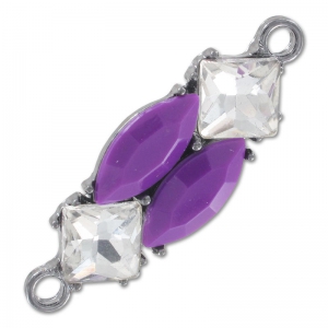 Colgante decorado cabuchón 40x14 mm Crystal/Purple