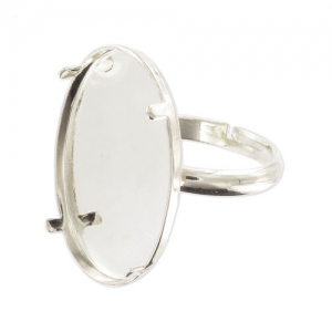 Anillo Engaste fondo plano 25x18 mm plateado x1